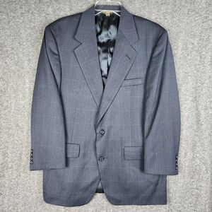 Hunter Haig 2 Piece Suit Mens 30x29 Grey Windowpane Check Union Made USA